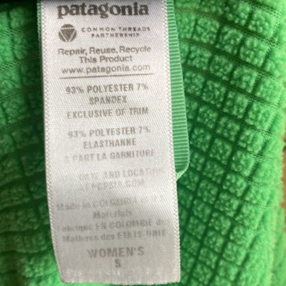 Patagonia Women’s R1 Regulator Grid Fleece Green Full Zip Polartec Jacket Small - Picture 11 of 14